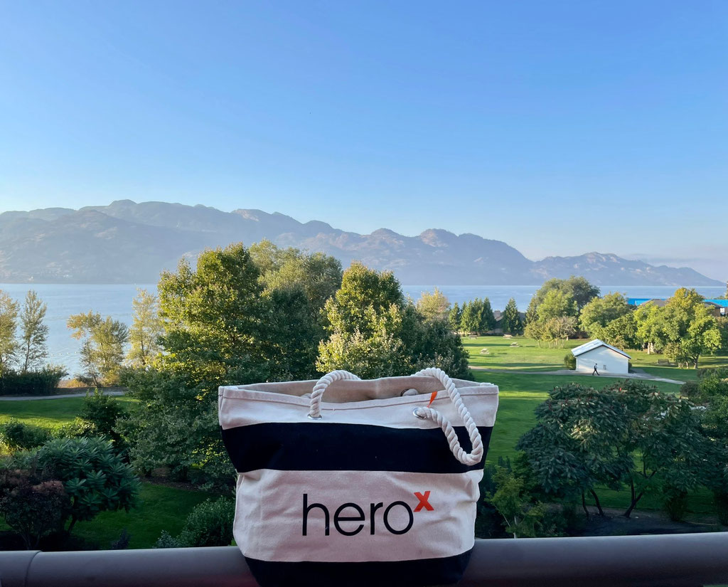 HeroX bag overlooking Lake