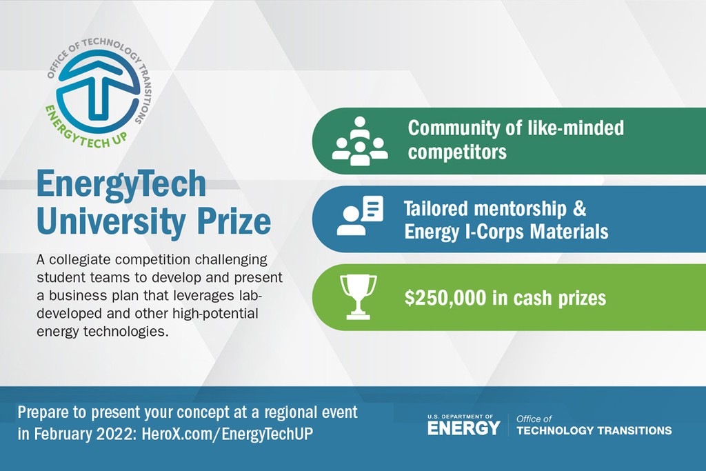 The Main Idea Behind Doe'S Initiative To Award Cash Prizes To Students For Coming Up With The Latest Approaches And Solutions Is To Increase The Commercialization Of Energy Innovation Ideas. 